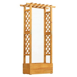 Costway 1/2 PCS 60” Raised Garden Bed with Trellis with Hanging Roof, 2 Side Trellises for Flower - 1 of 1