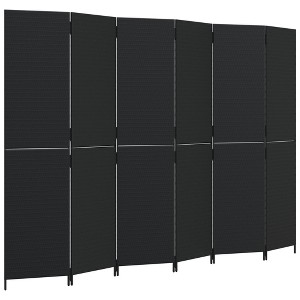 vidaXL Room Divider 6 Panels Black Poly Rattan - 1 of 1