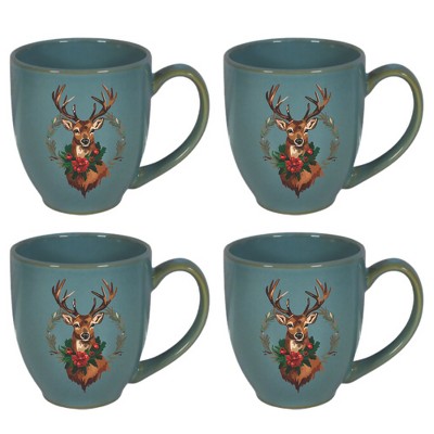 Courtside Market Holiday Buck Hairloom Mug 4 Piece Set