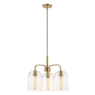 Romeyn 21" Gold Glass 3-Light LED Pendant