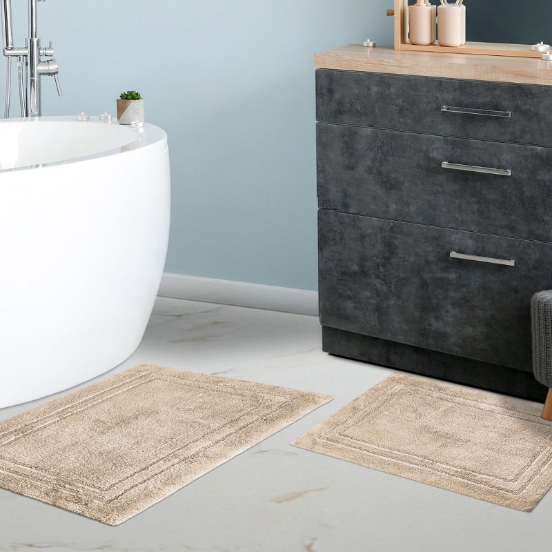 Non-Slip Machine Washable Solid Cotton 2 Piece Bathroom Rug Set by Blue Nile Mills, 2 of 7
