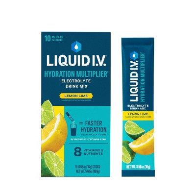 Liquid I.V. Hydration Multiplier Vegan Powder Electrolyte Supplements - Lemon Lime - 0.56oz each/10ct