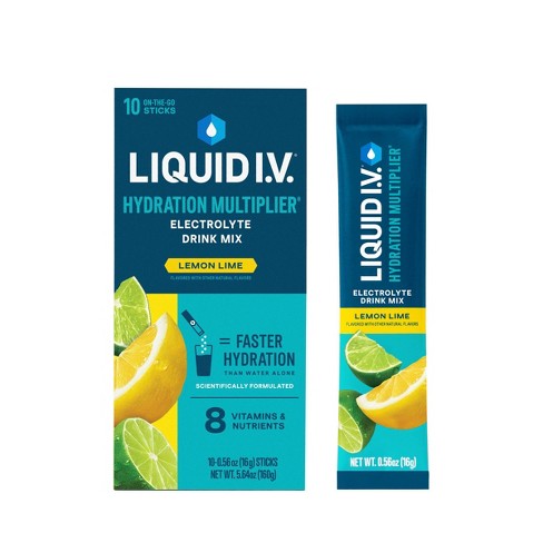 Liquid I.v. Hydration Multiplier Vegan Powder Electrolyte Supplements Lemon Lime 0.56oz Each 10ct Target