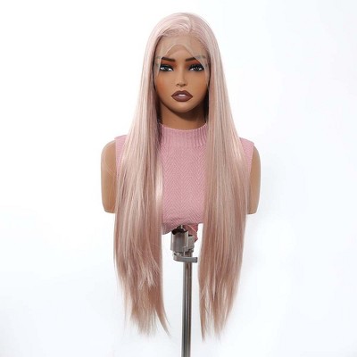 Jessie's Wig 30 Inch Straight Wig Synthetic Hair 13x3.5 Lace Wigs Blonde Pink 1 Pc/Pack