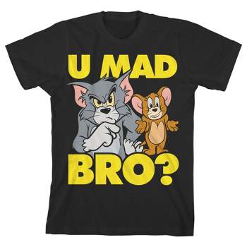 Tom & Jerry "U Mad Bro?" Black Graphic Tee Toddler Boy to Youth Boy