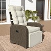 Merrick Lane Modern Style Patio Wicker Rattan Indoor/Outdoor Recliner Lounge Chair with Side Table and Adjustable Back - 2 of 4