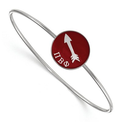 Black Bow Jewelry Sterling Silver Pi Beta Phi Greek Life Bangle Bracelet 6 Inch