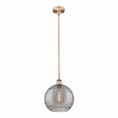 Athens Deco Swirl - 1 Light Stem Hung Mini Pendant In Industrial Style-12.88 Inches Tall and 12 Inches Wide