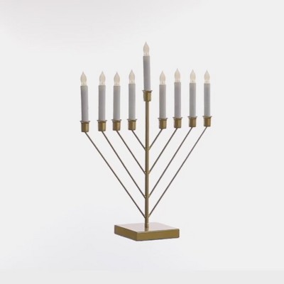 Black and White LED Flameless Hanukkah Menorah Candelabra
