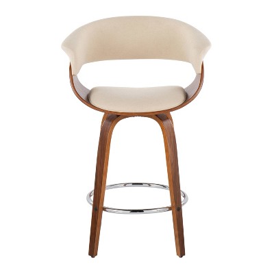 Beige Swivel Wood and Metal Counter Stool Set