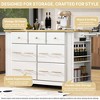 Rbied Kitchen Island with 6 Drawers, Pull Out Trash Can Storage, Rolling Kitchen Island on 5 Wheels with Drop Leaf, 5 Open Side Racks - 4 of 4