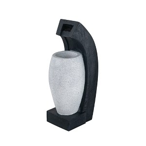 10x8.1x23.4" Black and White Water Fountain with Vase Design, with Light and Pump, for Indoor and Outdoor - 1 of 1