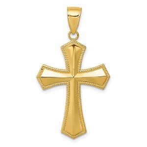 Black Bow Jewelry 14k Yellow Gold Rope Edge Passion Cross Pendant, 20 x 39mm - 1 of 4