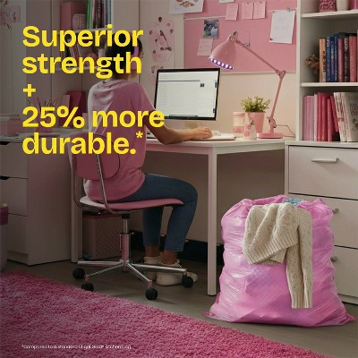 Glad ForceFlex MaxStrength Tall Kitchen Drawstring Pink Trash Bags - Cherry Blossom - 13gal/45ct