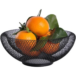 Metal Wire Woven Fruit Storage Bowl Basket for Kitchen, Large Black Mesh Fruit Stand, for Apple, Pineapple, Banana, Orange, Lemon, Pear (Black) - 1 of 4