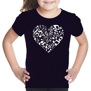 LA Pop Art Girl's Word Art T-shirt - Heart Notes - 1 of 4