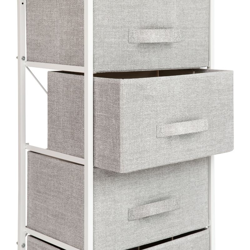 Emma and Oliver 4 Drawer Vertical Storage Dresser with Wood Top & Fabric Pull Drawers, 5 of 10
