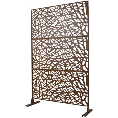 DSVIMOY Outdoor & Indoor Privacy Screen, Freestanding Decorative Privacy Screen for Deck Balcony Patio, Brown, 48"*76"*16"