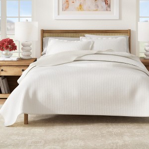 Great Bay Home Detailed Channel Stitch All-Season Reversible Quilt Set With Shams - 1 of 4
