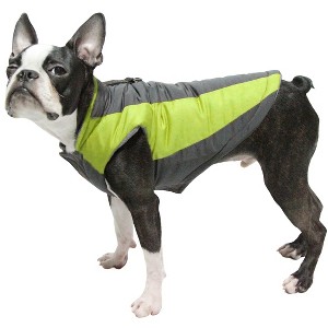 Gooby Trekking Jacket, Small Dog Fleece Lined Jacket with Water Resistant Shell and Leash Ring, Green, Large - 1 of 1