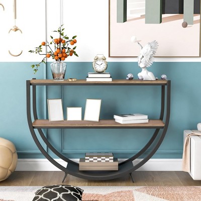 Entryway Table, Industrial Console Table With 3 Tier Open Storage Shelf ...