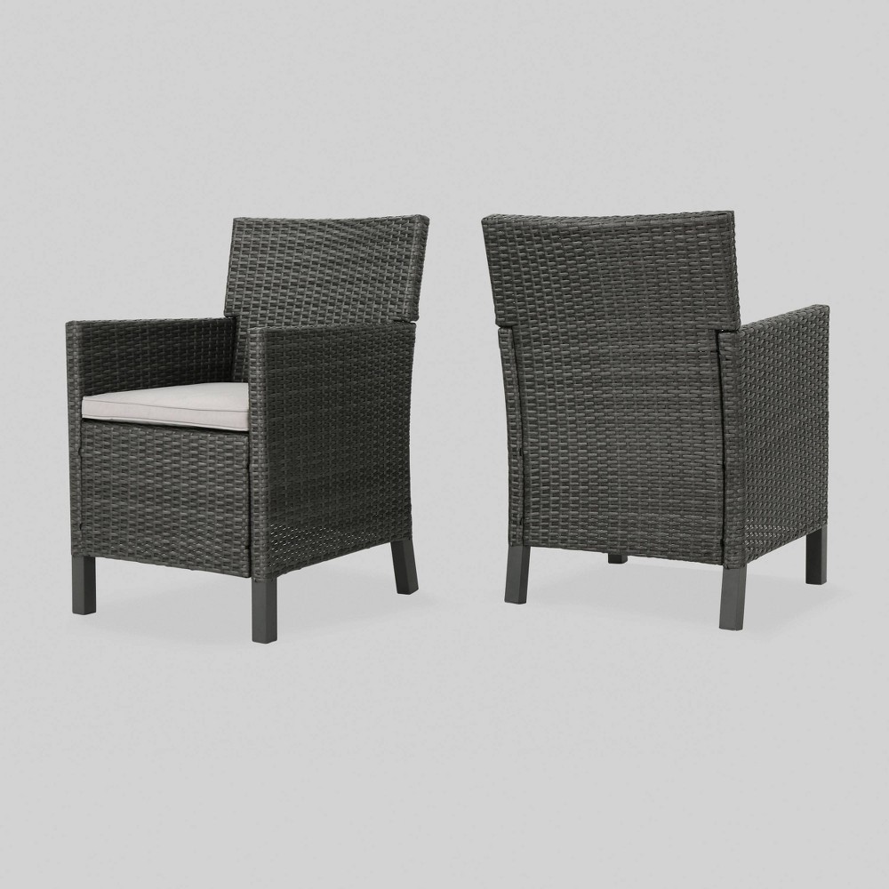 Photos - Garden Furniture Cypress 2pk Wicker Patio Dining Chair - Gray - Christopher Knight Home