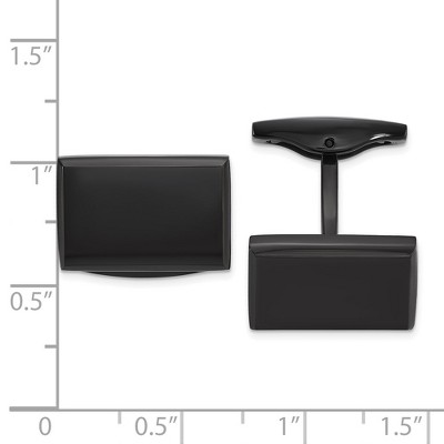 Chisel Stainless Steel Polished Black IP-plated Rectangle Cuff Links