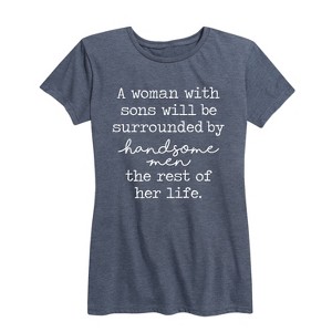 Women's - Instant Message - A Woman With Sons Short Sleeve Graphic T-Shirt - 1 of 4