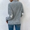 Womens Pullover Sweater Turtleneck Snowflakes Sweater Christmas Sweater Ribbed Knit Long Sleeve Sweater - 2 of 4