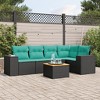 vidaXL 6 Piece Patio Sofa Set with Cushions Black Poly Rattan - 2 of 4