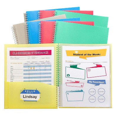 C-Line Spiral-Bound 8-Pocket Portfolio Assorted Colors Pack of 6 CLI33080-6