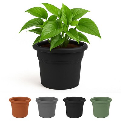 Bloem Posy 8" Black Round Planter Pot Indoor or Outdoor Gardening