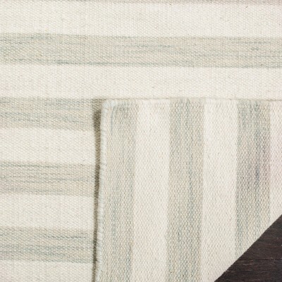 Ivory and Light Blue Wool Flat Woven 8' x 10' Area Rug