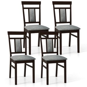 Tangkula Modern Home Dining Chair Set of 4 w/Upholstered Seat & Backrest Rubber Wood Legs - 1 of 4