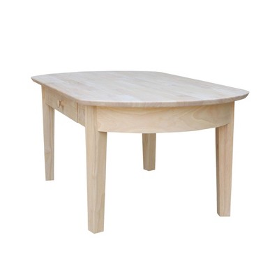 43.7" Natural Wood Oval Coffee Table with Storage