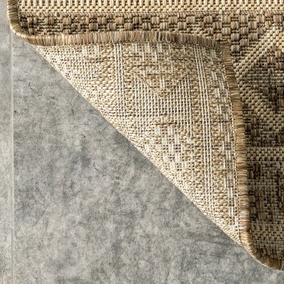 Beige Square Synthetic Easy-Care Indoor/Outdoor Area Rug, 8' x 10'