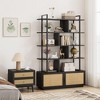 homfan 71" 5-Tier Rattan Bookcase with Storage Cabinet & Door - Industrial Metal Frame Bookshelf with Open Shelves for Living Room, Bedroom - 4 of 4