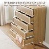 Rattan 5 Drawer Dresser for Bedroom, Chest of Drawers with Deep Drawers, Large Double Dresser for Closet with Wide Top, Tall Wooden Dresser - 3 of 4