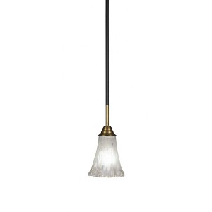 Toltec Lighting Paramount 1 - Light Pendant in  Matte Black/Brass with 5.5" Fluted Frosted Crystal Shade - 1 of 1