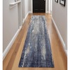 HomeRoots 8' Ivory Blue And Black Abstract Power Loom Distressed Runner Rug - 2 of 3