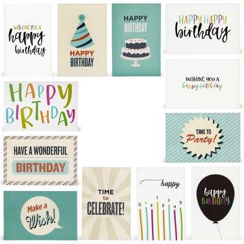 Best Paper Greetings 120 Pack 4x6-inch Happy Birthday Cards with Envelopes - Bulk Gift Set for Kids and Teachers (12 Assorted Designs)