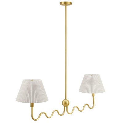 Modway Wave Squiggle 2-Light Pendant – Brass Contemporary Ceiling Fixture for Living Room or Dining