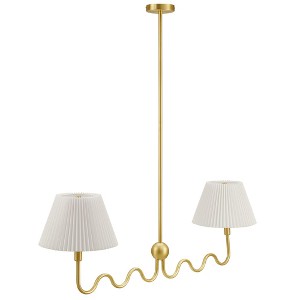 Modway Wave Squiggle 2-Light Pendant – Brass Contemporary Ceiling Fixture for Living Room or Dining - 1 of 4