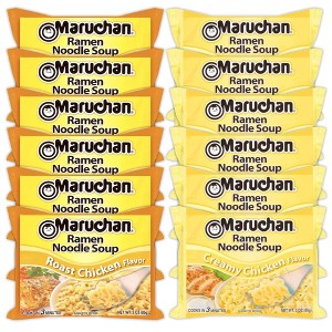 Maruchan Ramen Instant Noodle Soup Variety, 2 Flavors - 6 Packs Roast Chicken & 6 Packs Creamy Chicken, 3 Ounce Single Servings - 1 of 1