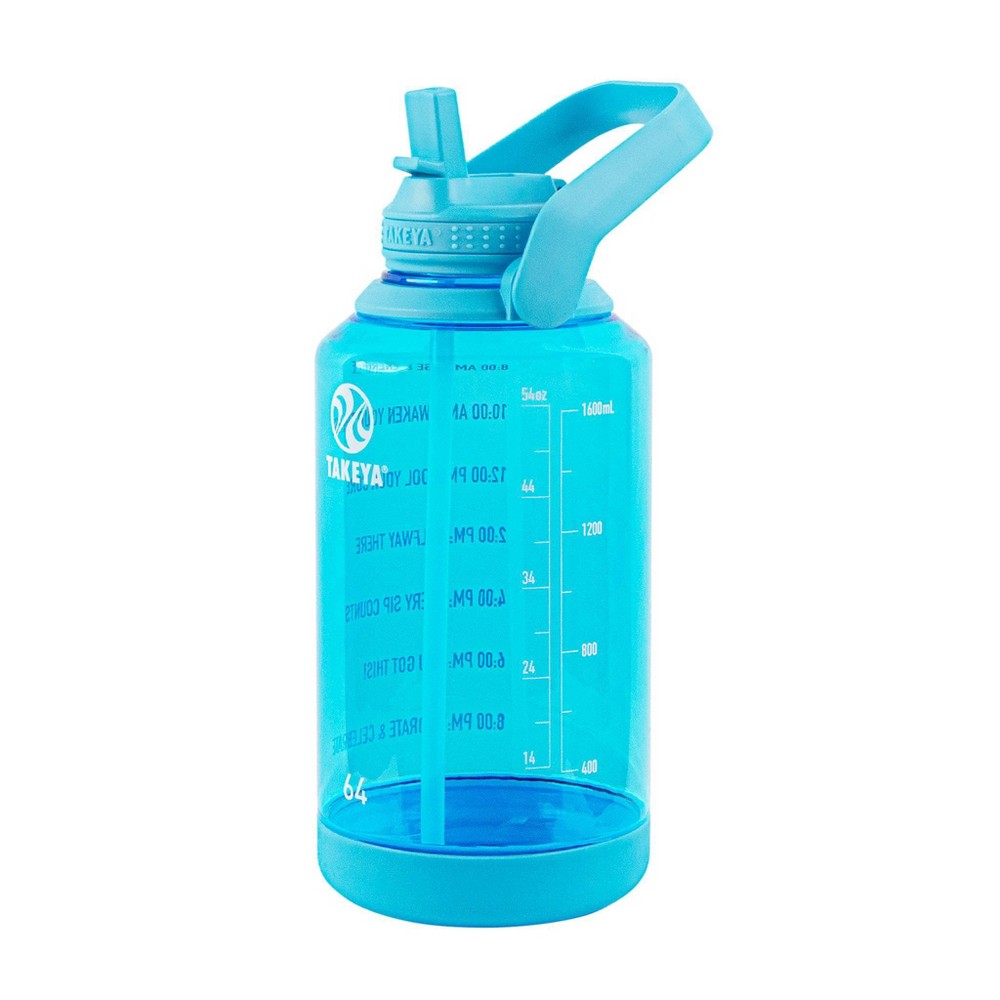 Photos - Water Bottle Takeya 64oz Tritan Motivational  with Straw Lid - Blue