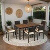 7 piece Outdoor Patio Wicker Dining Set Patio Wicker Furniture Dining Set w/Acacia Wood Top Brown Wicker + Cream Cushion - 4 of 4