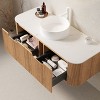 Dolonm Wall-Mounted Floating Curved Edge Vanity with Ceramic Sink, Natural Woodgrain Storage Cabinet with Soft-Close Drawer - 2 of 4