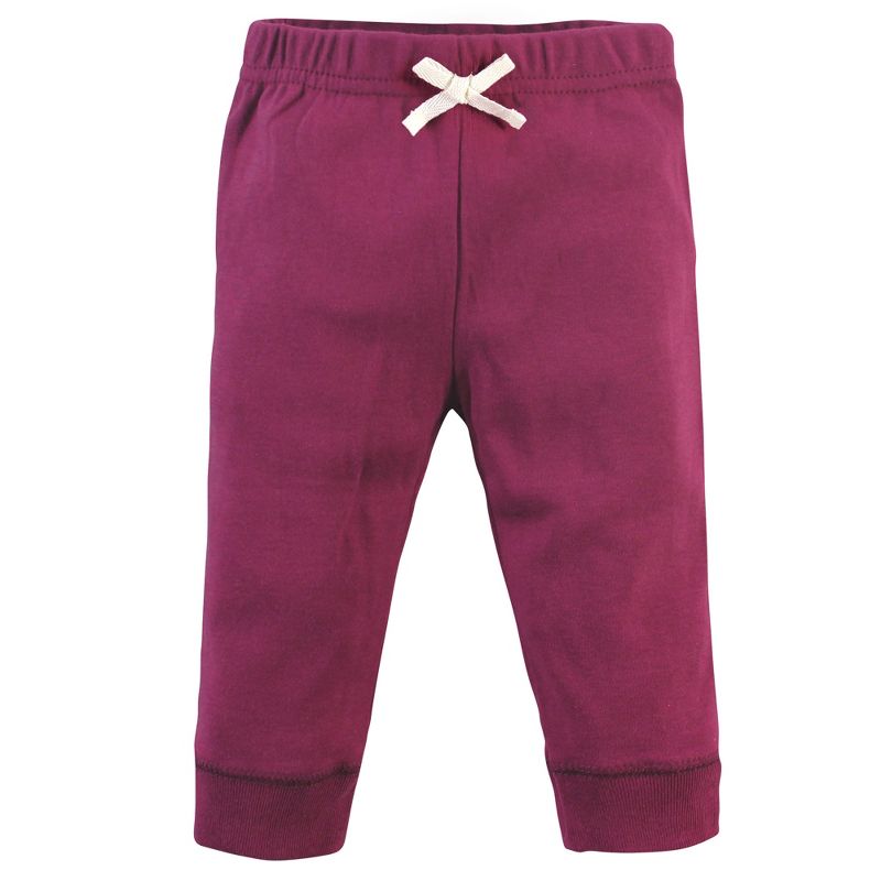Touched by Nature Baby and Toddler Girl Organic Cotton Pants 4pk, Pink Burgundy, 4 of 8