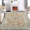 Decorative Vintage Area Rug for Kitchen Living Room - Distressed Retro Medallion Carpet, Soft Washable Non Slip Low Pile Non Shedding Thin Rug - 2 of 4