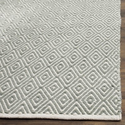 Handmade Gray Square Flat Woven Wool-Cotton Blend Rug